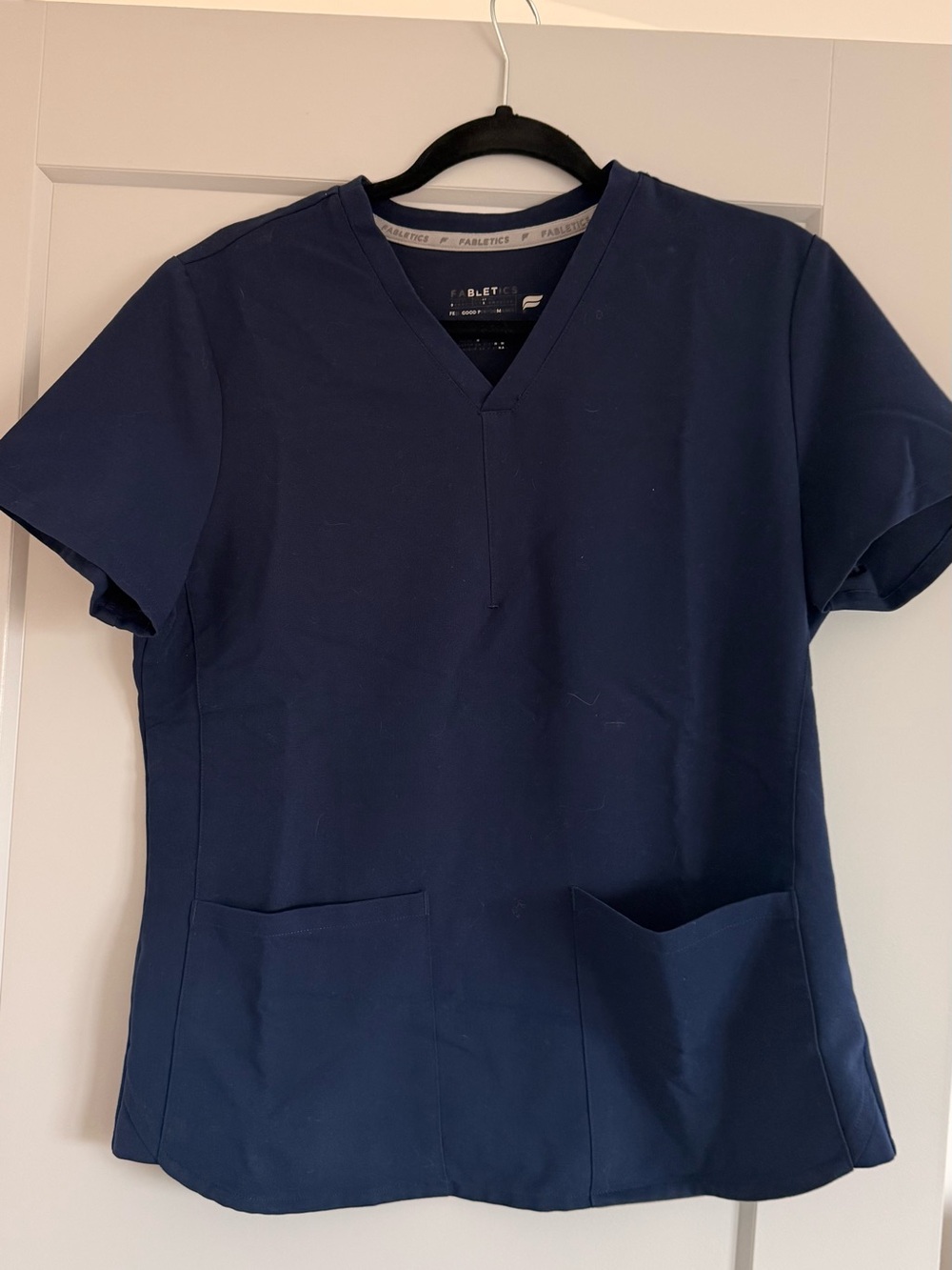 Fabletics Navy V-neck Medical Scrub Top with Front Pockets